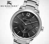 Shop Burberry The Classic Round Black Dial Silver Steel Strap Watch for Men - BU10005 in USA