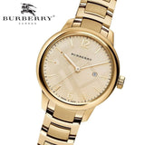 Shop Burberry The Classic Champagne Dial Gold Steel Strap Watch for Women - BU10109 in USA