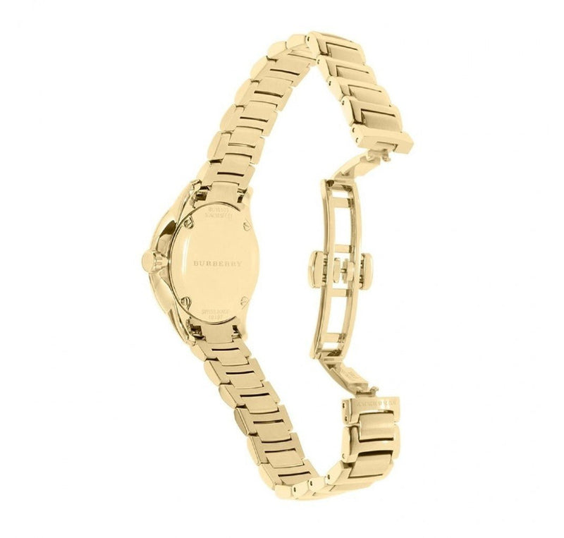 Shop Burberry The Classic Champagne Dial Gold Steel Strap Watch for Women - BU10109 in USA
