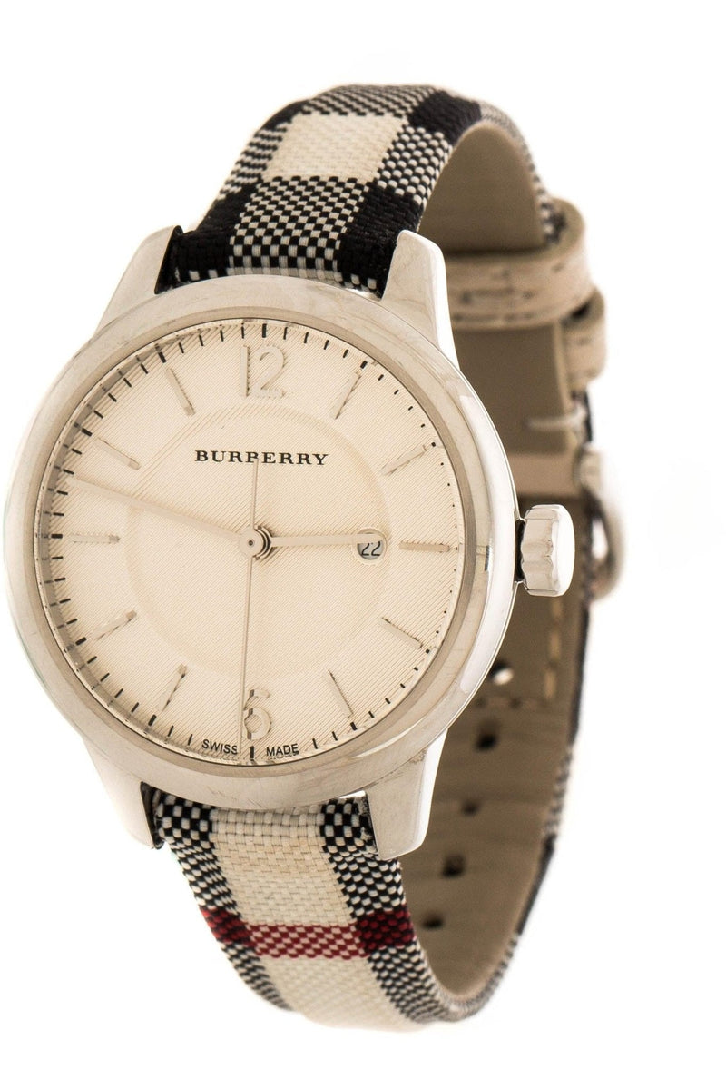Shop Burberry Classic Champagne Gold Dial Horseferry Leather Strap Watch for Women - BU10104 in USA