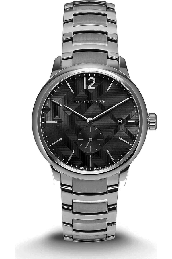Shop Burberry The Classic Round Black Dial Silver Steel Strap Watch for Men - BU10005 in USA
