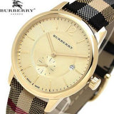 Shop Burberry The Classic Round Gold Dial Brown Leather Strap Unisex Watch - BU10001 in USA