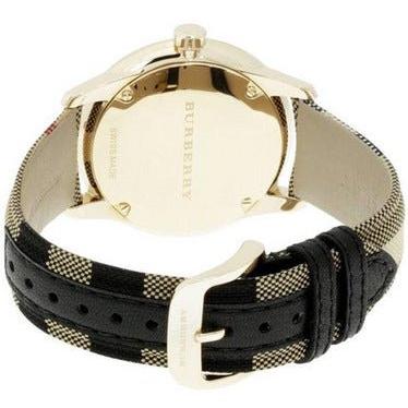 Shop Burberry The Classic Round Gold Dial Brown Leather Strap Unisex Watch - BU10001 in USA