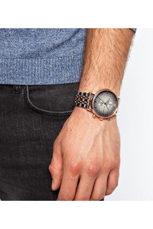 Emporio Armani Gianni Chronograph Grey Dial Two Tone Steel Strap Watch For Men - AR1721 Buy Now By Emporio Armani