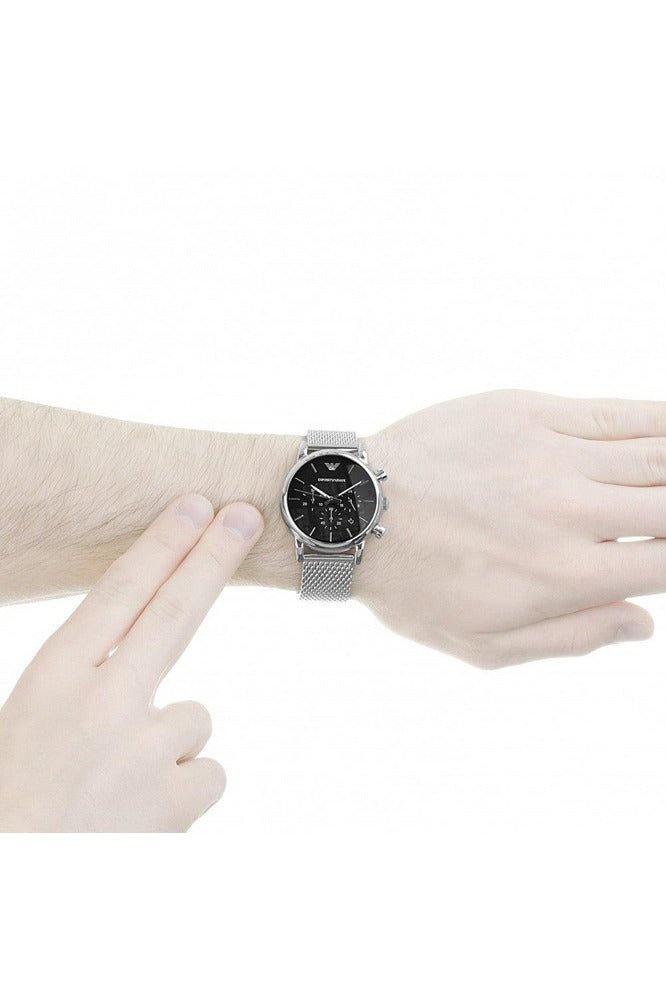 Emporio Armani Luigi Chronograph Black Dial Silver Mesh Bracelet Watch For Men - AR1811 Buy Now By Emporio Armani