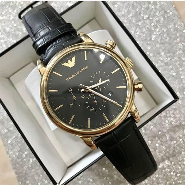 Emporio Armani Luigi Chronograph Black Dial Black Leather Watch For Men - AR1917 Buy Now By Emporio Armani