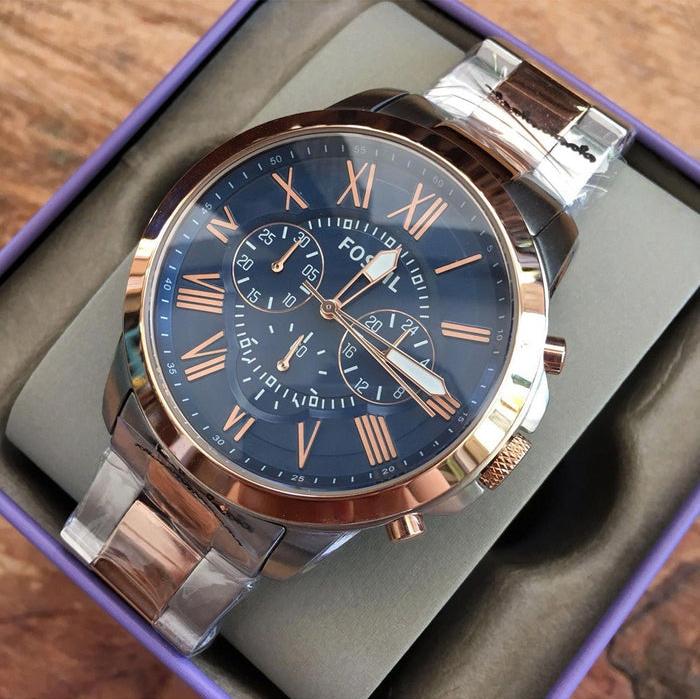 Fossil Grant Chronograph Blue Dial Two Tone Steel Strap Watch for Men - FS5024 Buy Now By Fossil
