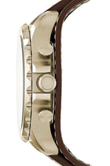Fossil Nate Chronograph Gold Dial Brown Leather Strap Watch for Men - JR1495 Buy Now By Fossil