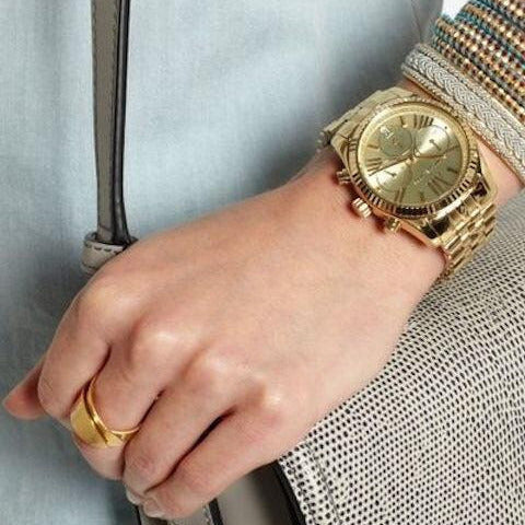 Michael Kors Lexington Chronograph Gold Dial Gold Steel Strap Watch for Women - MK5556