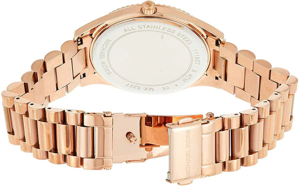 Shop Michael Kors Slim Runway Rose Gold Dial Rose Gold Steel Strap Watch for Women - MK3197 in USA