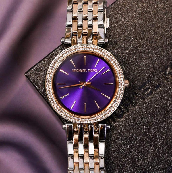 Michael Kors Darci Purple Dial Two Tone Steel Strap Watch for Women - MK3353 Buy Now By Michael Kors