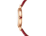 Shop Bvlgari Divas Dream Diamonds Mother of Pearl Dial Red Leather Strap Watch for Women - DREAM102840 in USA