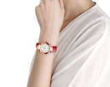 Shop Bvlgari Divas Dream Diamonds Mother of Pearl Dial Red Leather Strap Watch for Women - DREAM102840 in USA