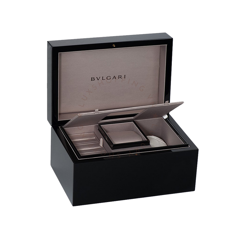 Shop Bvlgari Divas Dream Quartz Diamonds Black Dial Black Leather Strap Watch for Women - DREAM102841 in USA