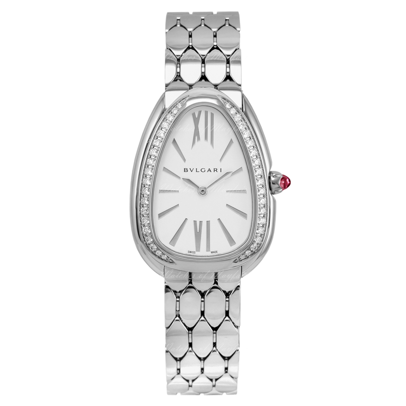 Bvlgari Serpenti Seduttori Diamonds Silver Dial Silver Steel Strap Watch for Women - SERPENTI103361
