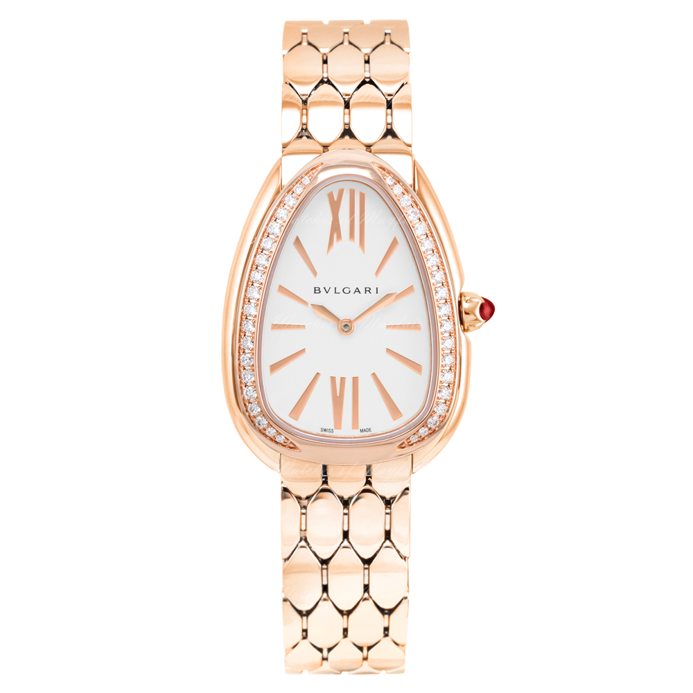 Bvlgari Serpenti Seduttori Diamonds Silver Dial Rose Gold Steel Strap Watch for Women - SERPENTI103146