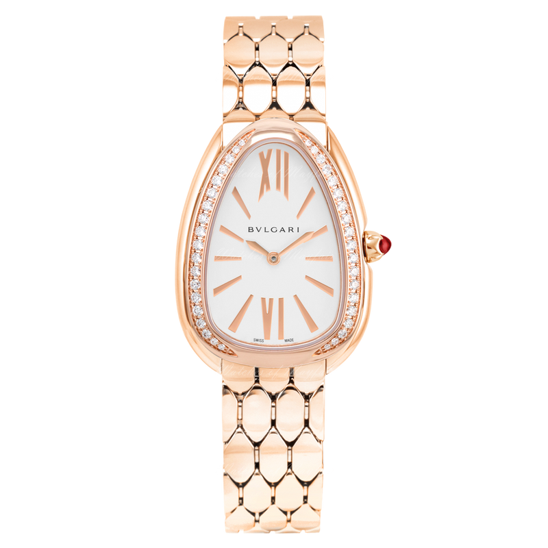 Bvlgari Serpenti Seduttori Diamonds Silver Dial Rose Gold Steel Strap Watch for Women - SERPENTI103146