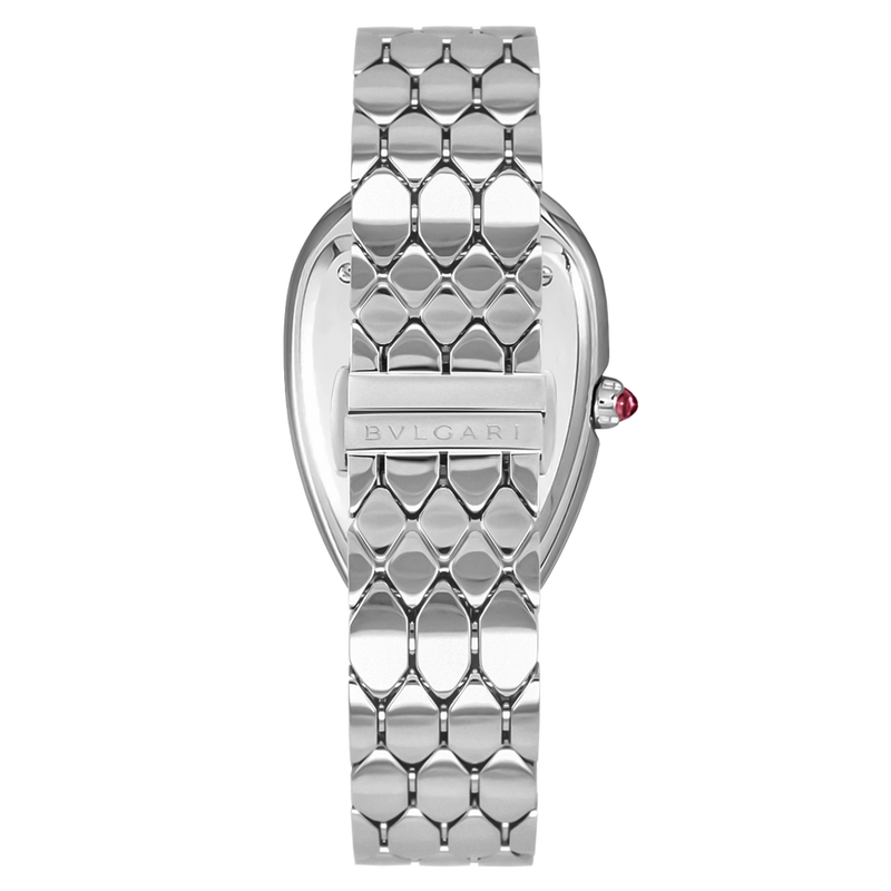 Bvlgari Serpenti Seduttori Diamonds Black Dial Silver Steel Strap Watch for Women - SERPENTI103449