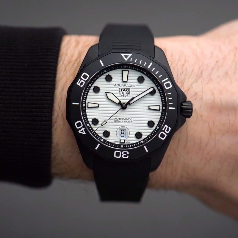 Tag Heuer Aquaracer Professional 300 Automatic White Dial Black Rubber Strap Watch for Men - WBP201D.FT6197 Buy Now By Tag Heuer