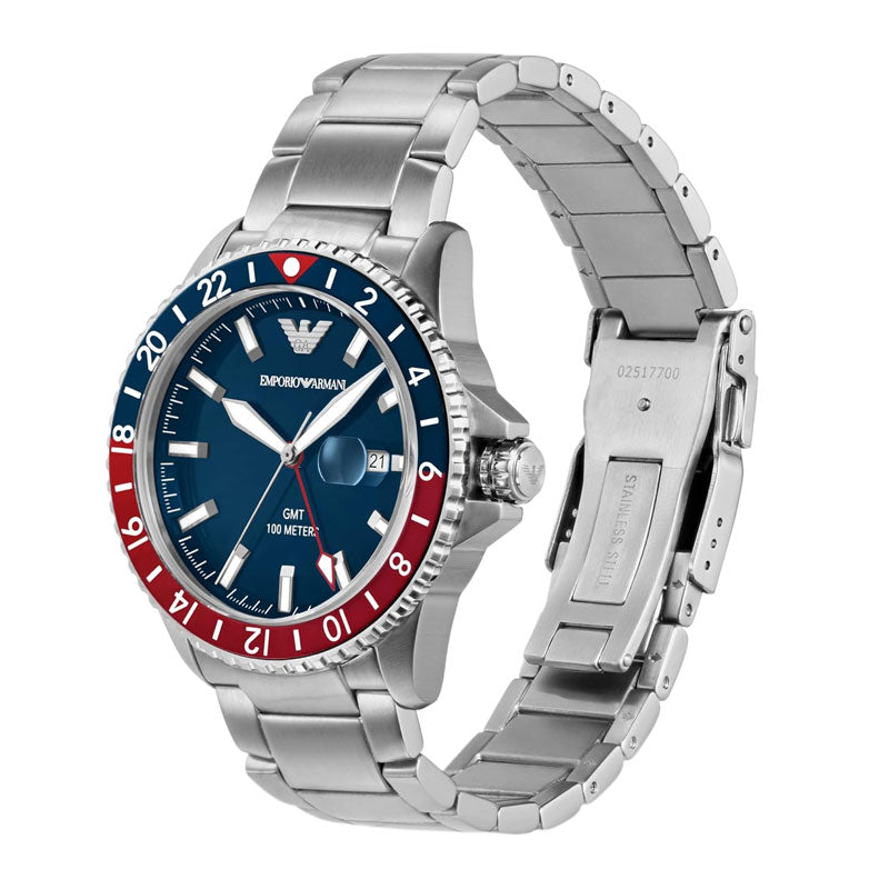 Emporio Armani Sea Explorer GMT Blue Dial Silver Steel Strap Watch For Men - AR11590 Buy Now By Emporio Armani