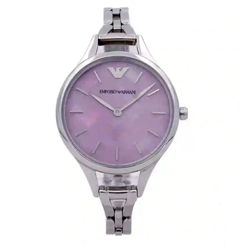 Emporio Armani Aurora Mother Of Pearl Purple Dial Silver Steel Strap Watch For Women - AR11122 Buy Now By Emporio Armani