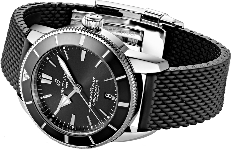 Breitling Superocean Heritage B20 Automatic 44 Black Dial Black Mesh Bracelet Watch for Men - AB2030121B1S1