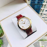 Versace Audrey Quartz Silver Dial Red Leather Strap Watch for Women - VELR00219 Buy Now By Versace
