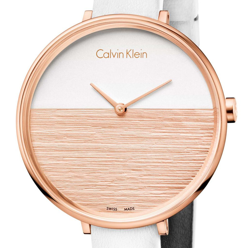 Calvin Klein Rise White Dial White Leather Strap Watch for Women - K7A236LH Buy Now By Calvin Klein