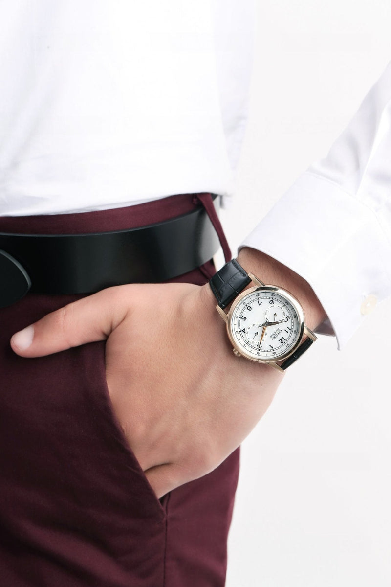 Citizen Watch Eco Drive Day & Date White Dial Black Leather Strap Watch For Men - AO9003-16A Buy Now By Citizen