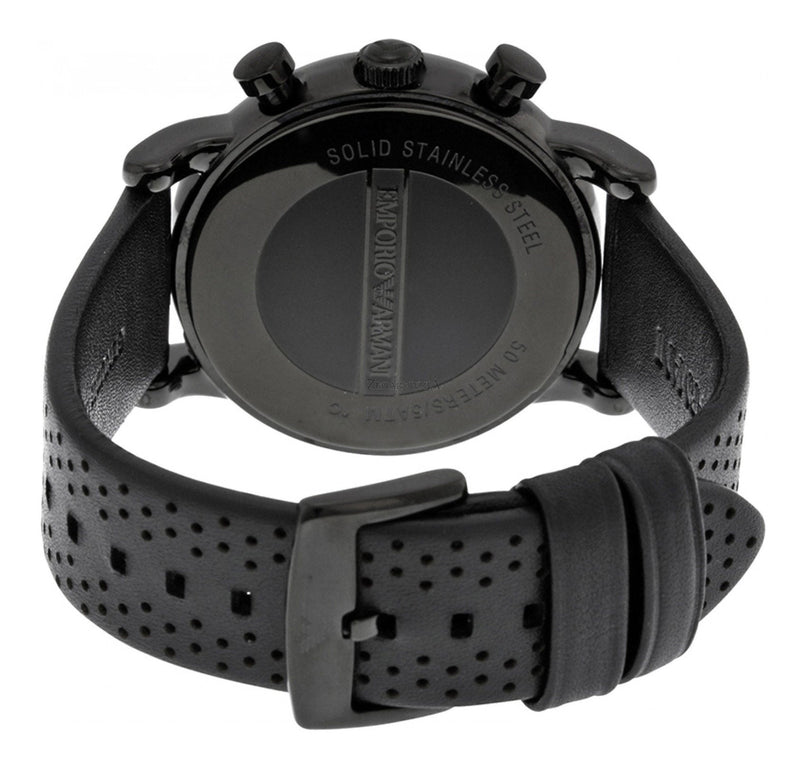 Emporio Armani Luigi Chronograph Black Dial Black Leather Strap Watch For Men - AR1737 Buy Now By Emporio Armani