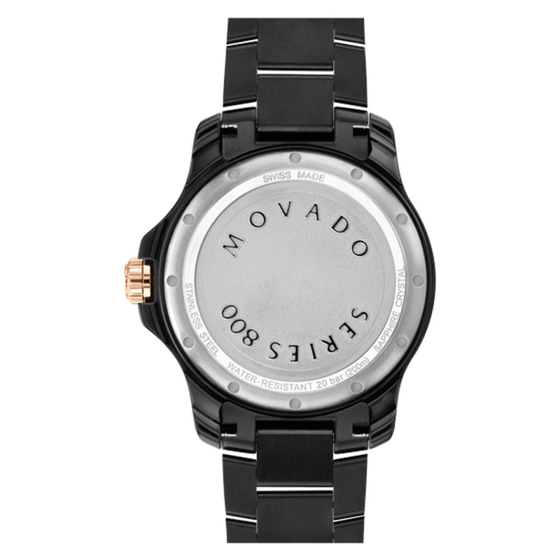 Shop Movado 800 Series Black Dial Black Steel Strap Watch For Men - 2600162 in USA