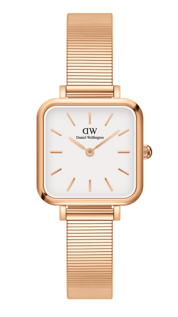 Daniel Wellington Quadro Studio White Dial Rose Gold Mesh Strap Watch For Women - DW00100517 Buy Now By Daniel Wellington
