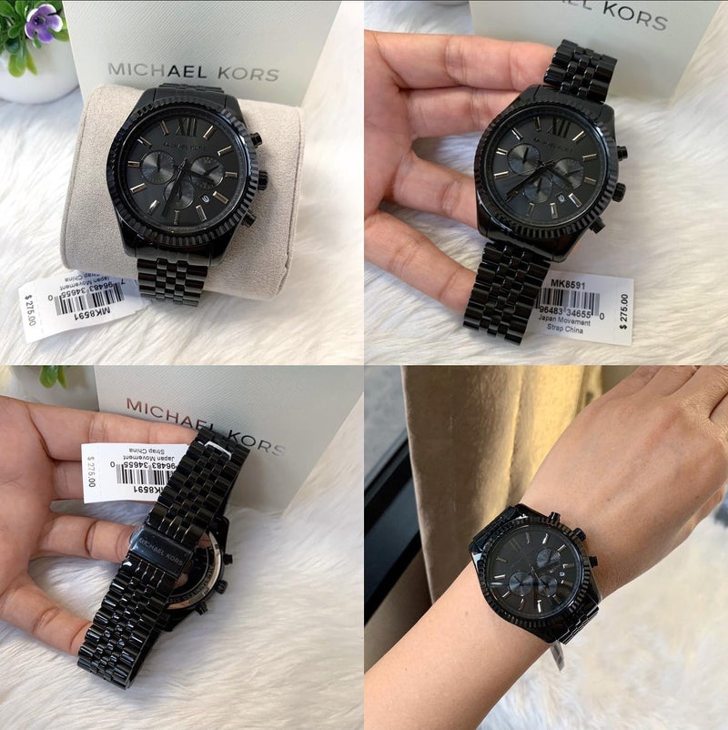 Michael Kors Lexington Chronograph Black Dial Black Steel Strap Watch For Men - MK8591 Buy Now By Michael Kors