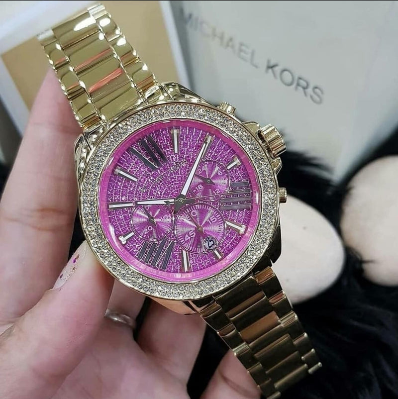 Michael Kors Wren Purple Dial Gold Steel Strap Watch for Women - MK6290 Buy Now By Michael Kors
