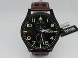 Hugo Boss Aeroliner Maxx Black Dial Brown Leather Strap Watch For Men - 1513079 Buy Now By Hugo Boss