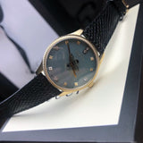 Shop Gucci G Timeless Quartz Blue Dial Black Leather Strap Watch For Men - YA1265018 in USA
