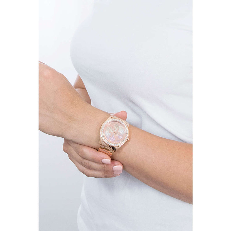Guess G Twist Diamonds Rose Gold Dial Rose Gold Steel Strap Watch For Women - W1201L3 Buy Now By Guess