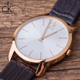Shop Calvin Klein City White & Gold Dial Brown Leather Strap Watch For Women - K2G23620 in USA