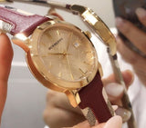 Burberry The City Gold Dial Orange Leather Strap Watch for Women - BU9017 Buy Now By Burberry