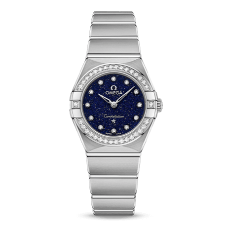 Shop Omega Constellation Manhattan Quartz Diamonds Blue Dial Silver Steel Strap Watch for Women - 131.15.25.60.53.001 in USA