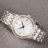 Shop Omega De Ville Prestige Quartz Diamonds Silver Dial Two Tone Steel Strap Watch for Women - 424.25.27.60.52.001 in USA