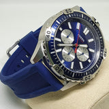 Fossil Garrett Chronograph Blue Dial Blue Rubber Strap Watch for Men - FS5709 Buy Now By Fossil