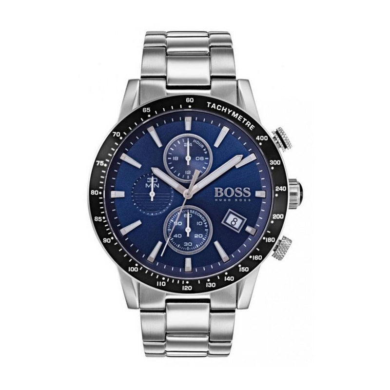 Shop Hugo Boss Rafale Quartz Blue Dial Silver Steel Strap Watch for Men - 1513510 in USA