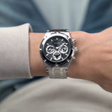 Shop Guess Continental Black Dial Silver Steel Strap Watch for Men - GW0260G1 in USA