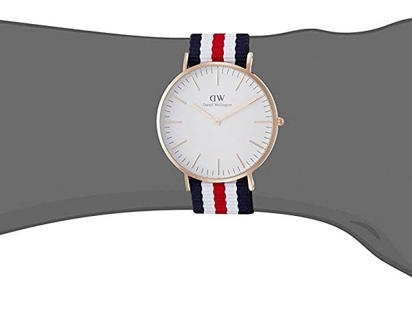 Shop Daniel Wellington Classic Canterbury White Dial Two Tone Nylon Strap Watch For Men - DW00100002 in USA