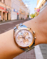 Tissot PR 100 Sport Chic Chronograph Silver Dial Two Tone Steel Strap Watch For Women - T101.917.22.031.00 Buy Now By Tissot