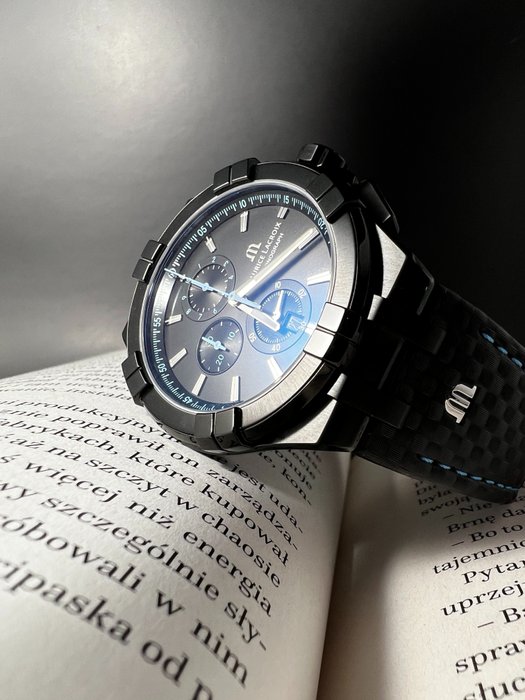Maurice Lacroix Aikon Chronograph Limited Edition Black Dial Black Leather Strap Watch for Men - AI1018-PVB01-337-1 Buy Now By Maurice Lacroix