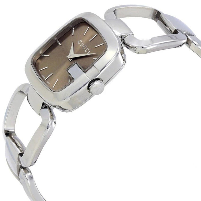 Gucci G Brown Square Brown Dial Silver Steel Strap Watch For Women - YA125402 Buy Now By Gucci