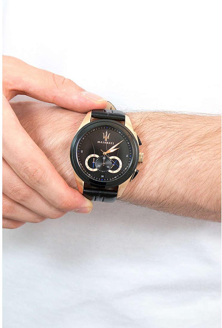 Maserati Traguardo 45mm Black Dial Watch Black Strap For Men - R8871612025