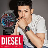 Diesel Mega Chief Chronograph Black Dial Black Steel Strap Watch For Men - DZ4318 Buy Now By Diesel